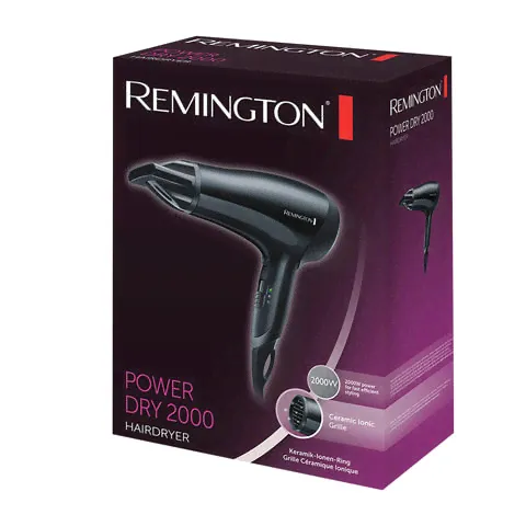 Фен REMINGTON D3010, 2000 Вт, 2 скоростных режима, 3 температурных режима, холодный обдув, режим эко, черный-0